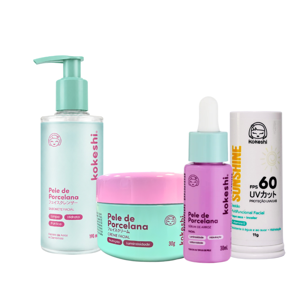 Kit Rotina Facial  FPS60 Pele de Porcelana Kokeshi