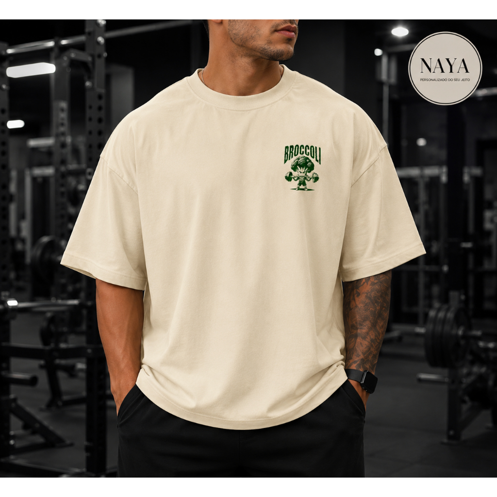 Camiseta Oversized Treino Academia Algodão Unissex Estampa Musculação Streetwear