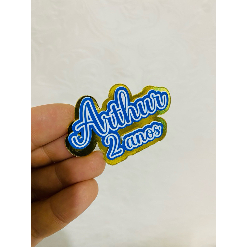 ENVIO IMEDIATO / TAG PERSONALIZADO NOME - fundo dourado 3D - lembrancinha aniversário