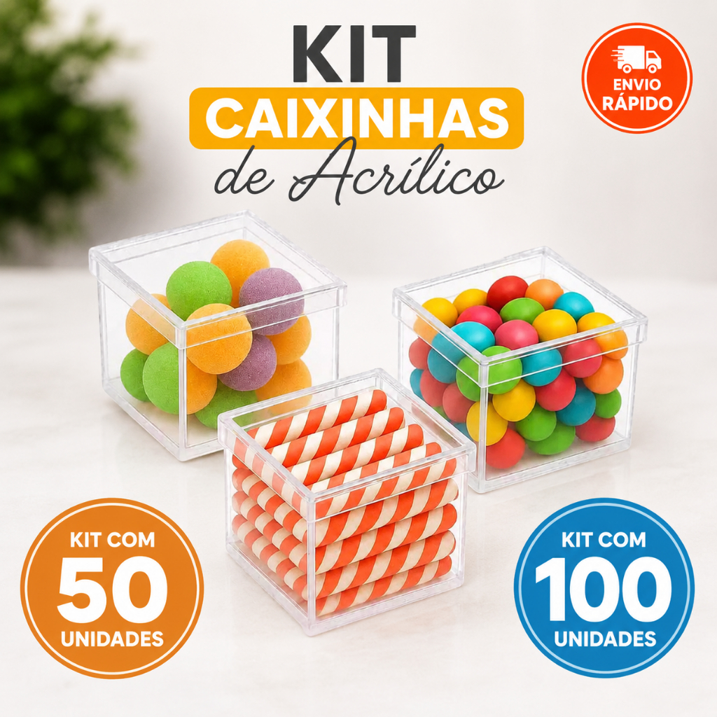 50 e 100 caixinhas 5x5 acrílicas transparente cristal, para lembrancinhas ,para personalizar,festa infantil