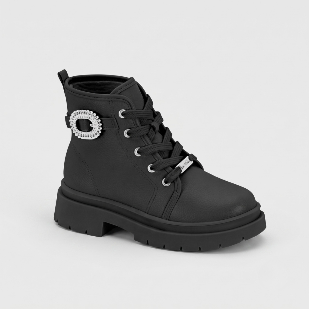 Bota Coturno Infantil Molekinha Menina Fivela Strass Original