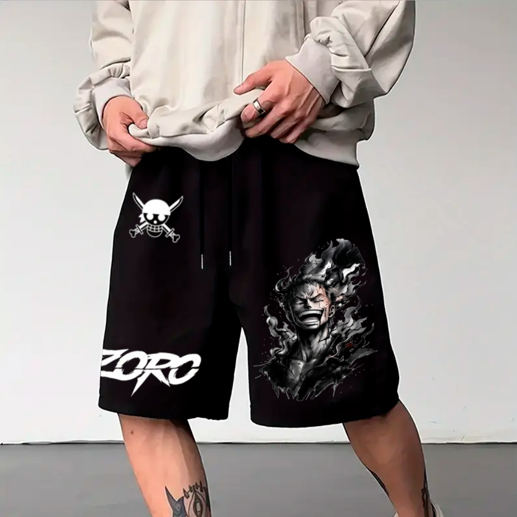 Short Bermuda Masculino Tactel Com Elastano Zoro Pirata One Piece Esportivo Luta Livre Cool Moda Casual Praia Academia