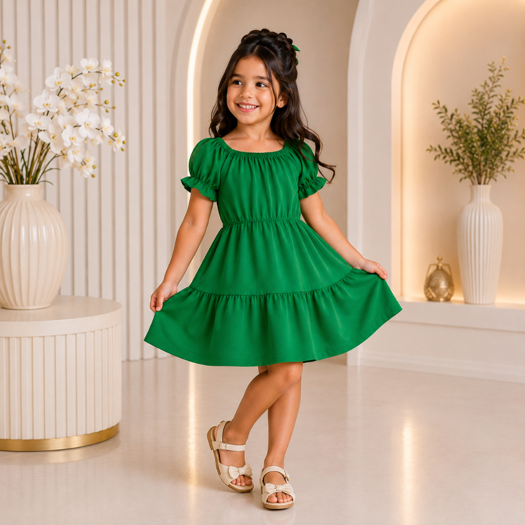 Vestido Verde Infantil Modelo Ciganinha VESTIDO INFANTIL MENINA