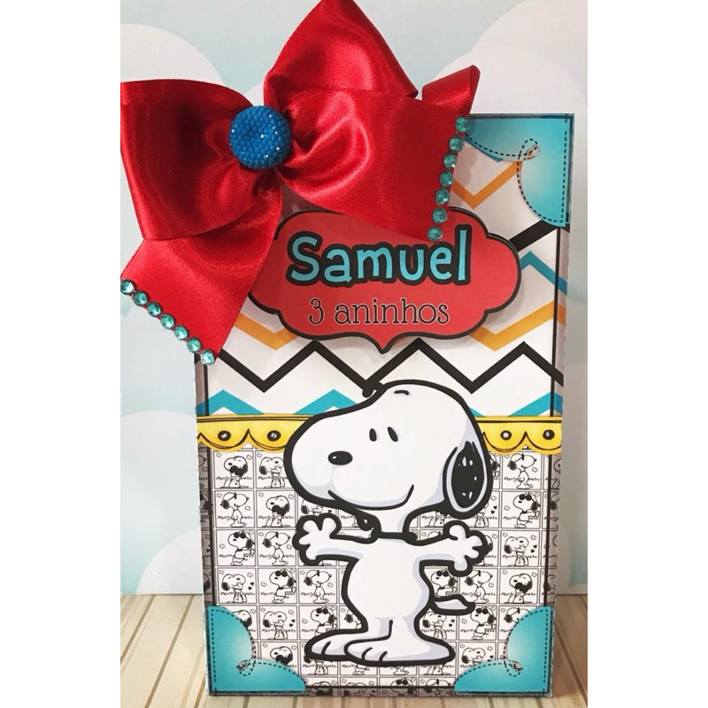 10 Sacolinhas Personalizadas Snoopy | Lembrancinhas | Com Nome e Idade | Com Aplique 3D | Festa Infantil