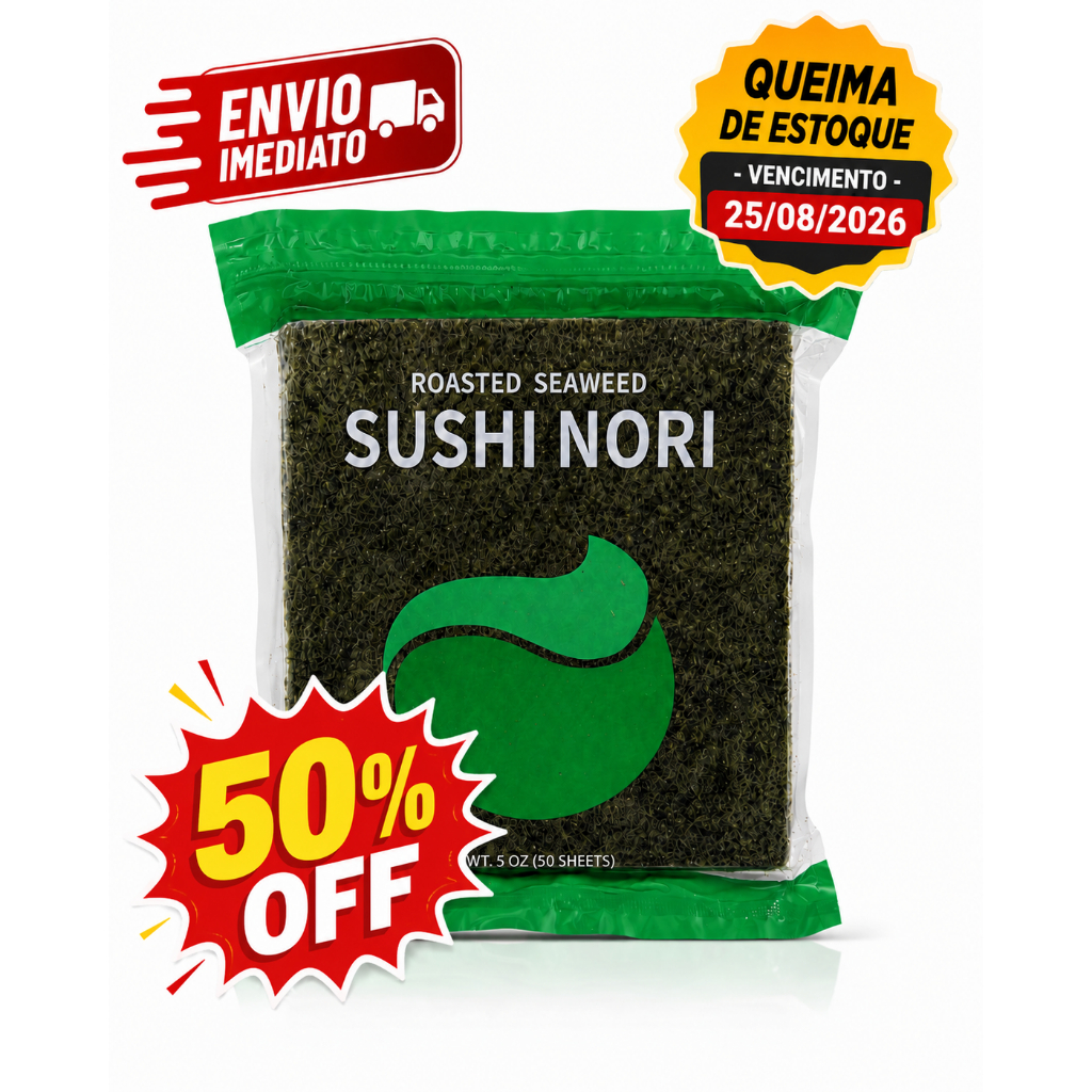 PROMO VCTO PROXIMO Alga Nori Sushi Temaki Green Verde Temaki 50 Folhas Crocante À vacuo com Ziplock