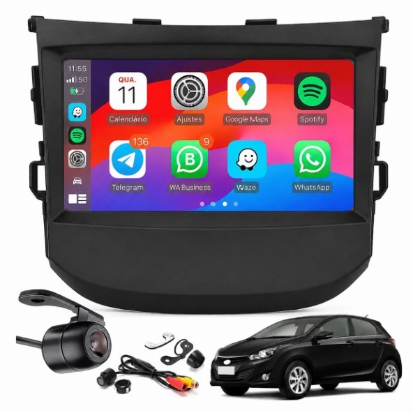 Central Multimidia HB20 7 Polegadas C/ Carplay e Android Auto Sem Fio Android 2/32gb