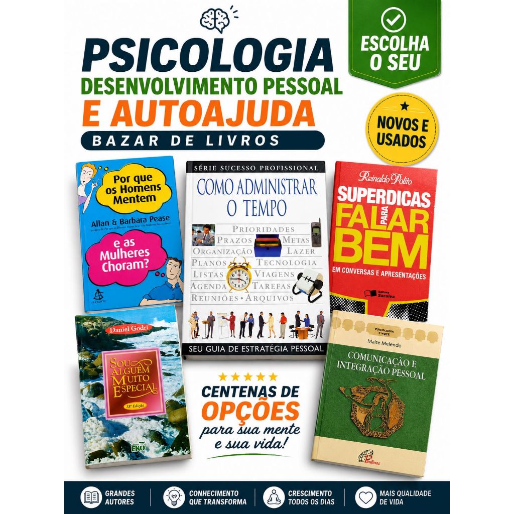 Bazar de Livros de Psicologia Desenvolvimento Pessoal e Auto Ajuda - Escolha o Seu!