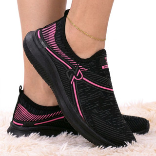 Tênis Feminino Meia Calce Fácil Slip On Leve Flexível Confortável Caminhada Academia Casual