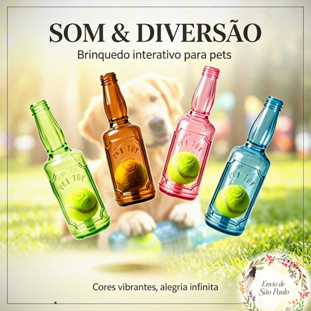 Brinquedo Para Cachorro Formato Garrafa Borracha TPR Com Som E Bolinha Resistente Mordida，Highly interactive
