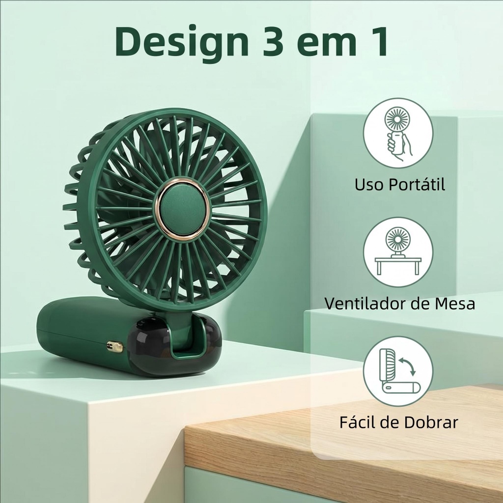 Mini Ventilador Leve Com Corda Para Academia E Passeio