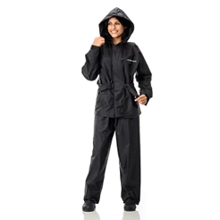 CAPA DE CHUVA CONJUNTO NYLON FEMININO CAPUZ PRETO