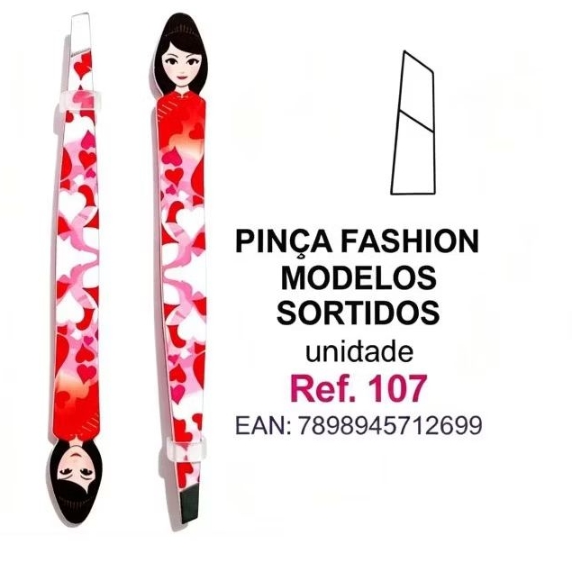 02 Pinças Feshion Modelo sortido Ideal para tirar pelos indesejados Global Mil Ref.107