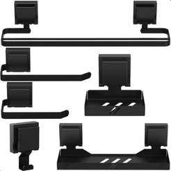 Kit Acessórios Banheiro Com Ventosa Preto 6 Peças Duplo Max