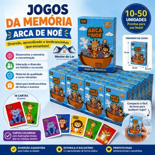 kit 10-50 Jogo da Memoria Arca de Noé Brinquedo Infantil Lembrancinha Prenda Educativo Didático Bíblico