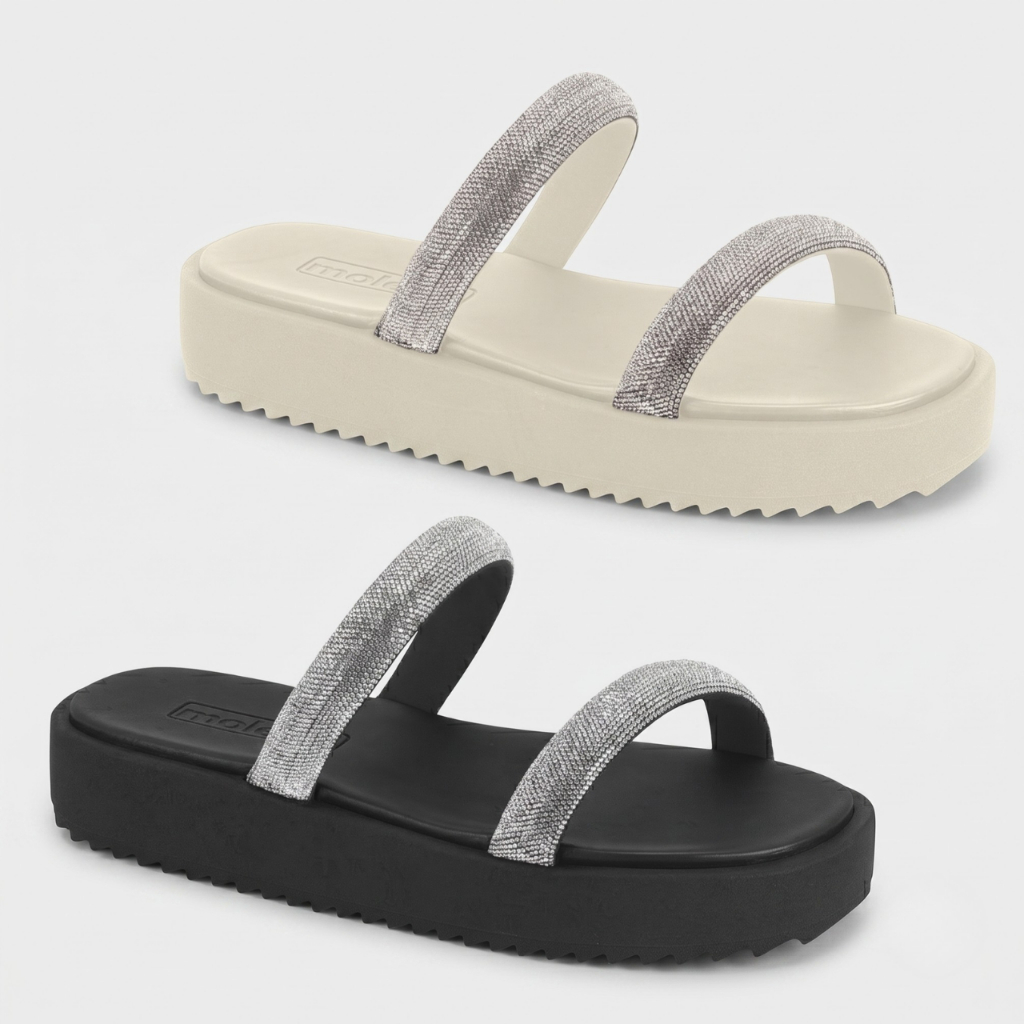Chinelo Moleca Feminino Slide Tiras Strass Brilho Conforto Original