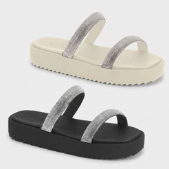 Chinelo Moleca Feminino Slide Tiras Strass Brilho Conforto Original