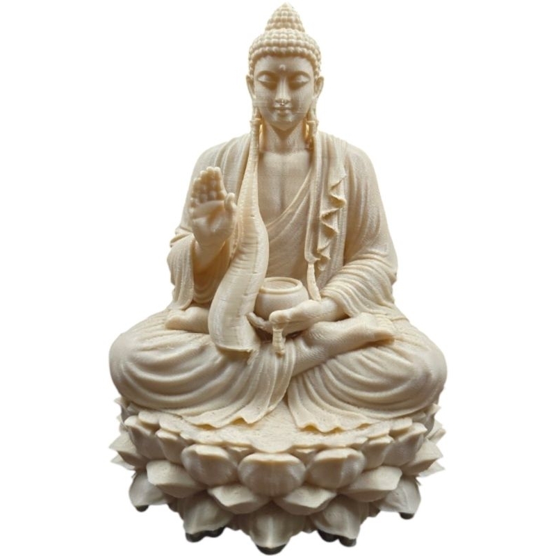 Imagem Estátua Buda na Flor de Lótus Escultura Decorativa Zen Yoga Meditação Impressão 3D PETG Premium Feng Shui
