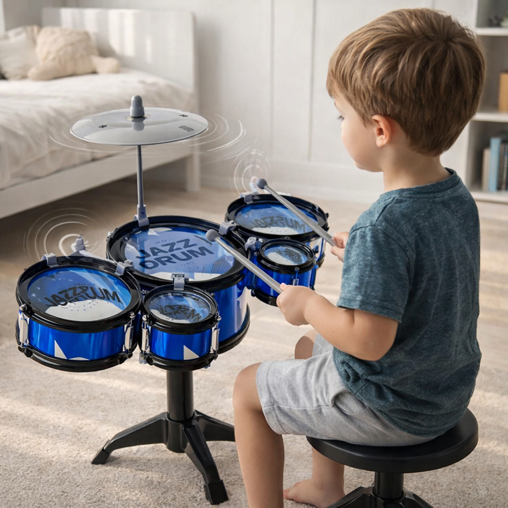 Mini Bateria Musical Brinquedo Educador Divertido Crianças Bebes Infantil 5 Tambores Grande Promoçao