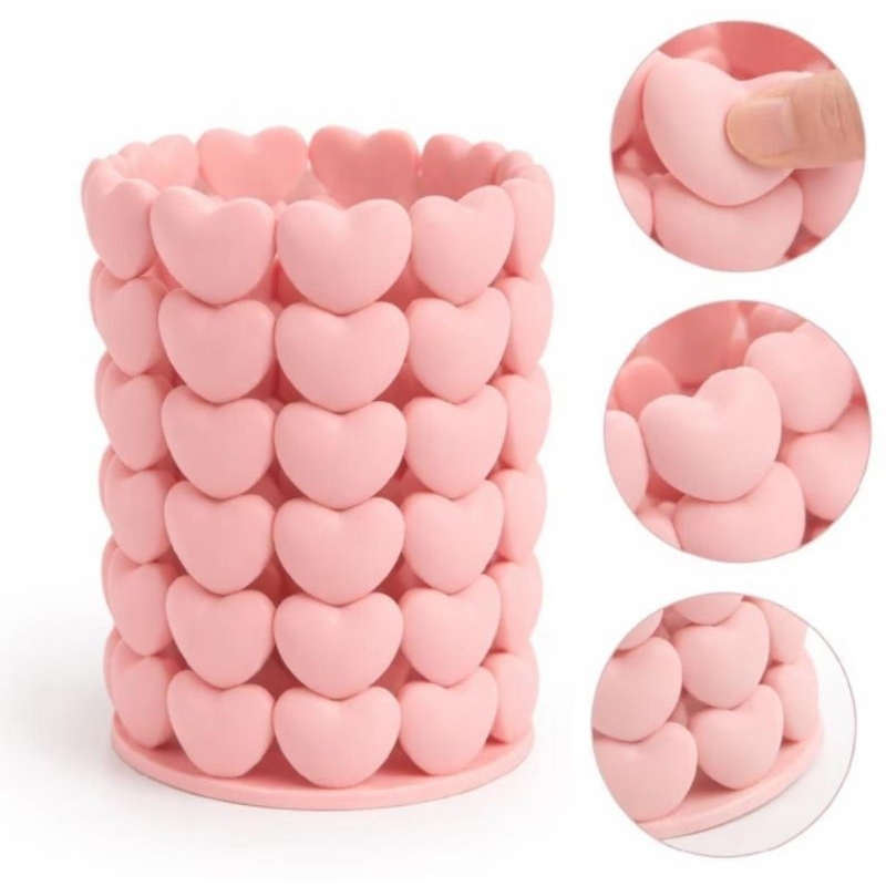 Organizador de Mesa 3D Coração | Porta Canetas Decorativo Premium