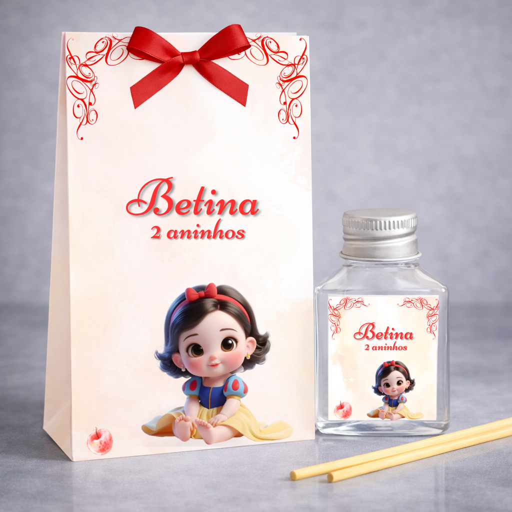 Kits 35 Lembrancinha Aniversário Infantil Princesa Personalizada Nome - caixinha + Aromatizador 35ml Maçã
