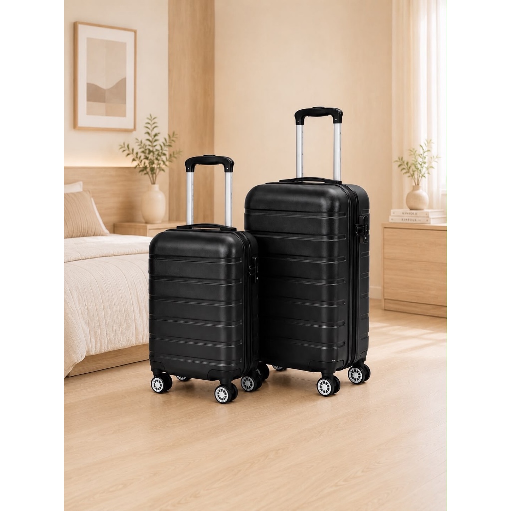 Kit 2 Malas De Viagem 18 E 20 Polegadas Rodinhas 360° Bagagem Mão Resistente Cinza Preta Rosa