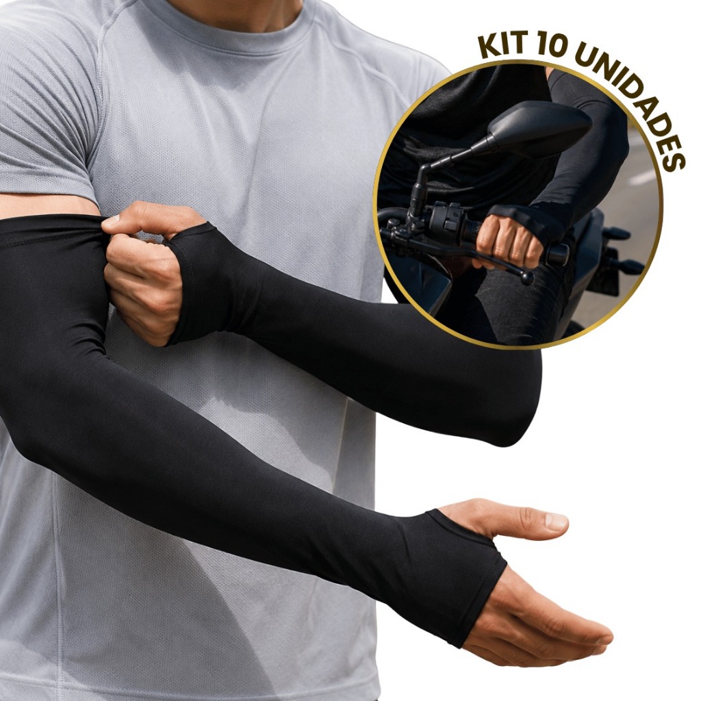 Até 10 Pares Manguito Protetor de Braço Unissex Proteção Solar UV50+  Ciclismo/Bike Moto/Carro Corrida/Academia Fitness