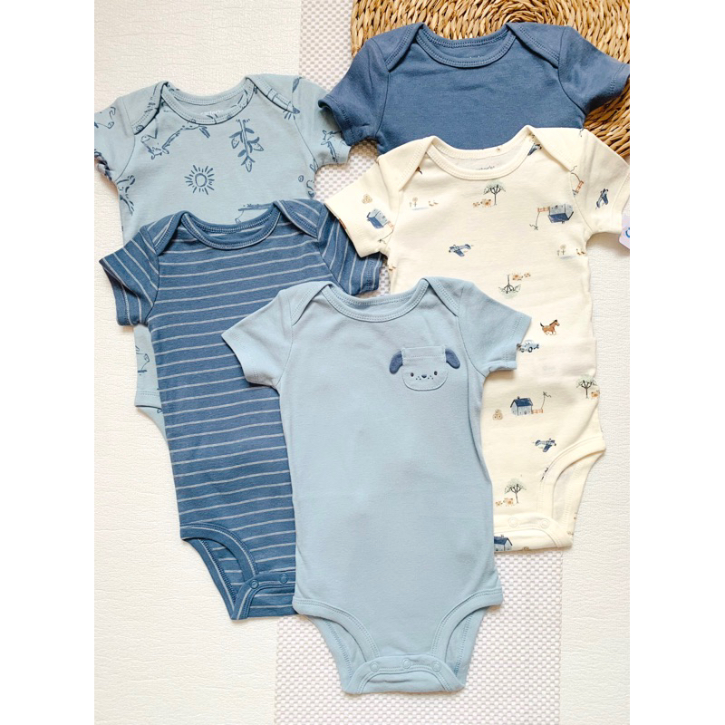 Kit Body Carters Manga Curta Azul 5 peças Coleção Nova Menino