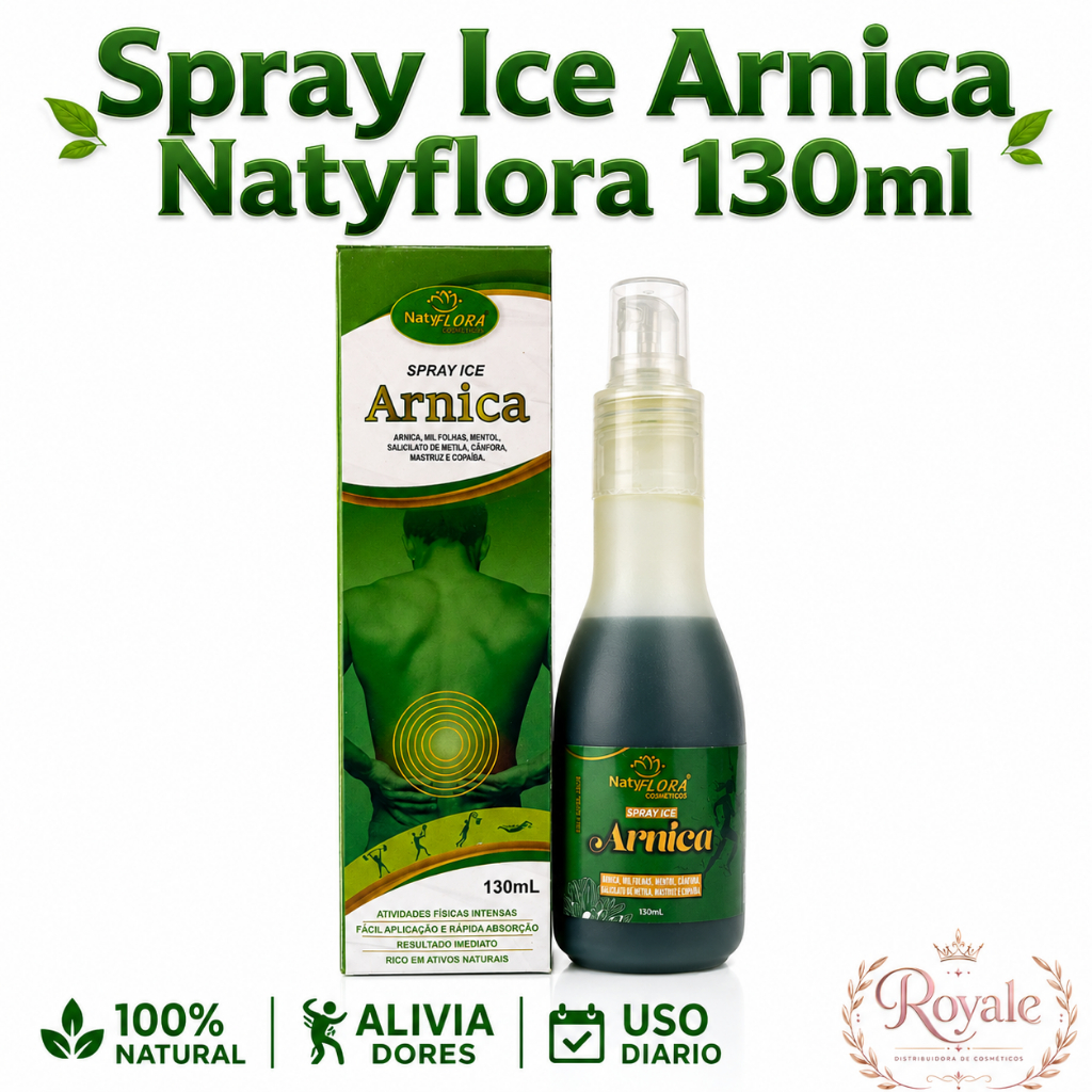 Spray Ice Arnica NatyFlora Alívio Imediato da Dor Muscular efeito Gelado/Quente 100% Natural