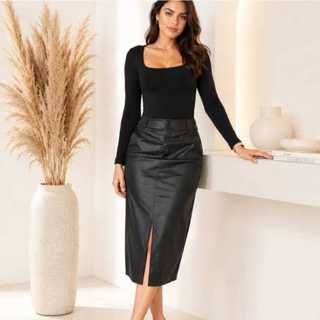 Saia Midi Elegante Moda Evangélica Feminina – Cintura Alta |