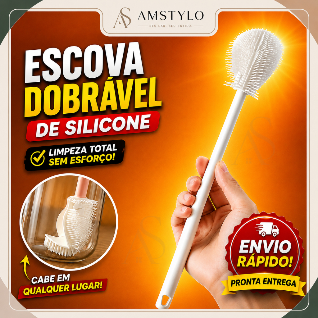 Escova de Silicone Dobrável para Copos de Cabo Longo para Garrafas