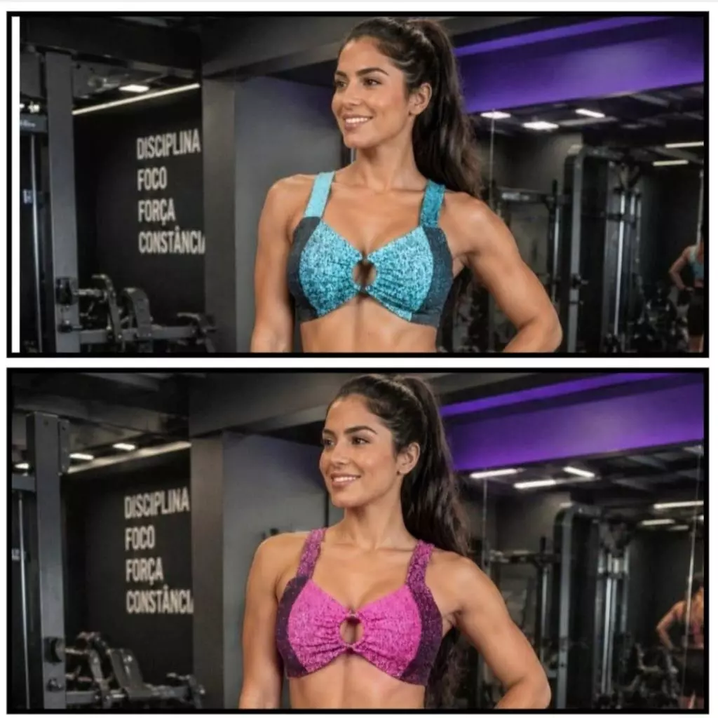 Kit 2 Top Cropped Fitness Degrade Academia Estampado Com Bojo — imagem 1