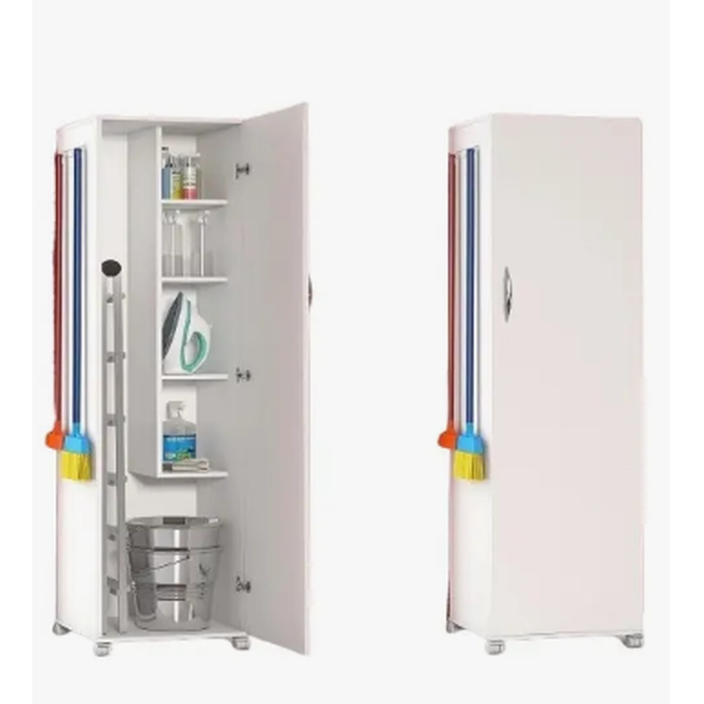 Armário Multiuso Ajl 1 Porta Lavanderia Banheiro 30cm Branco Sem Furos
