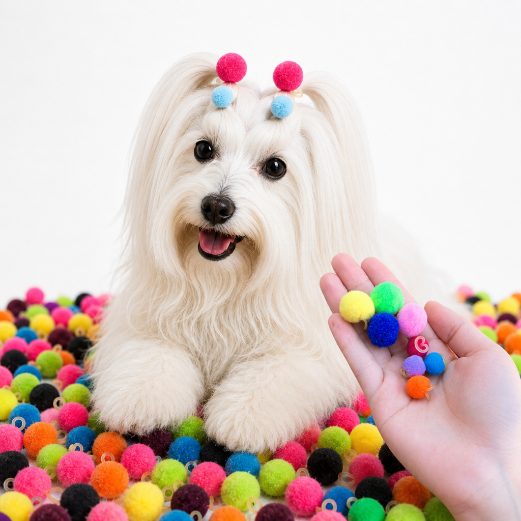 Laço Pet pompom Lacinho Pompom Pet shop Banho e Tosa. Carnaval pet. Laço para cachorro pompom colorido laços sortidos.
