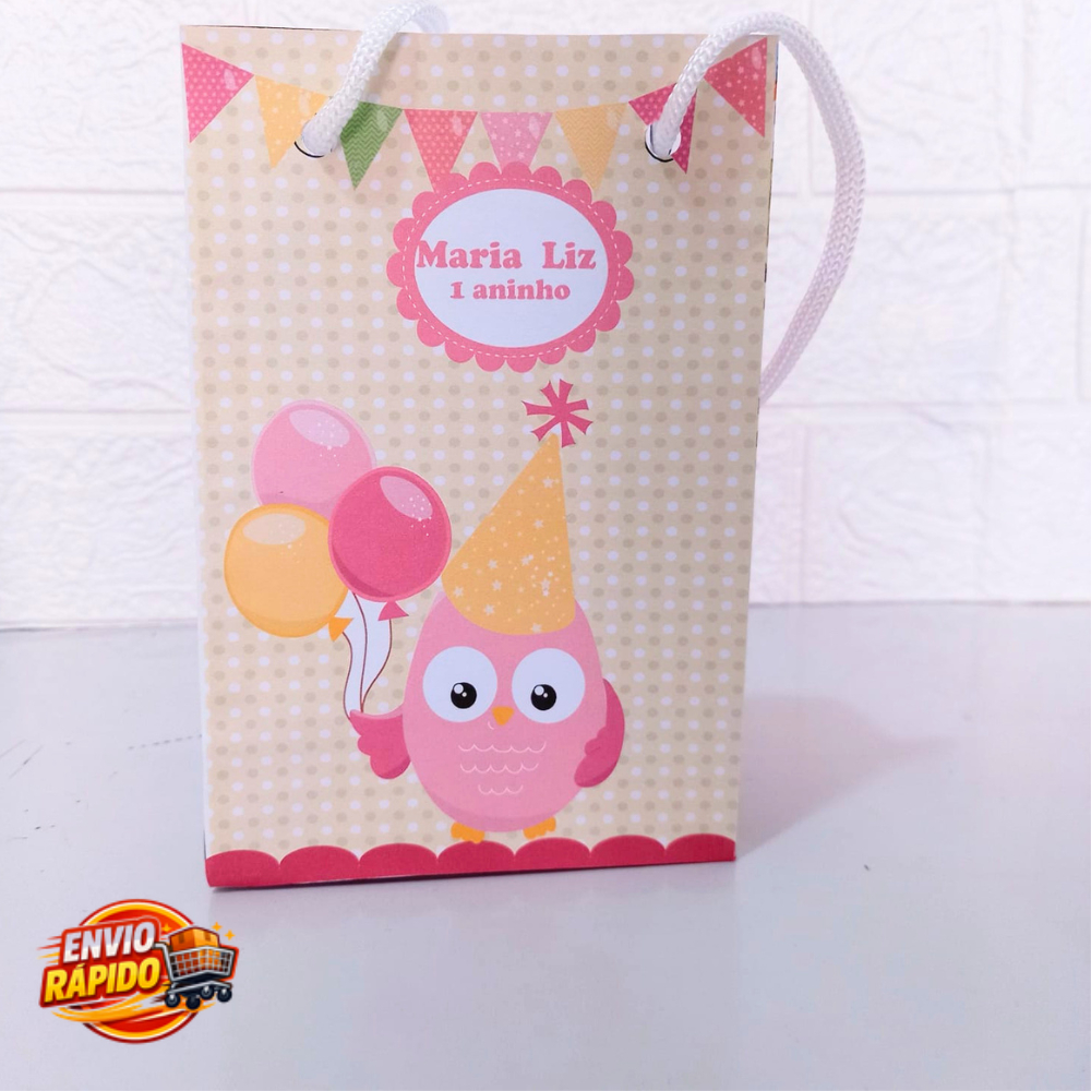 Sacolinha Corujinha Personalizada| Festa Infantil|Lembrancinhas|Aniversário|Supresa