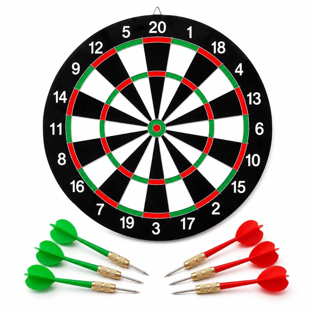 Jogo De Dardos Dupla Face Tiro Ao Alvo Dardos com Ponta de Ferro 43Cm