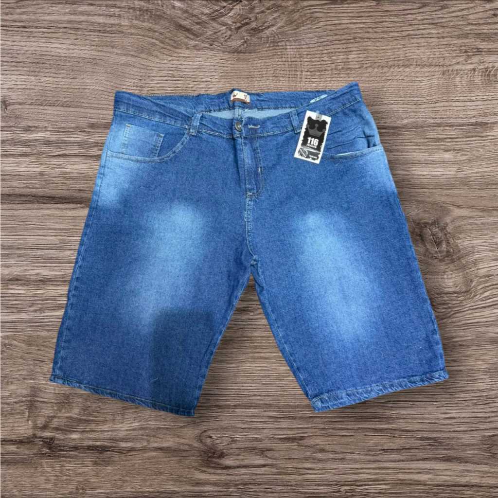 Bermuda Jeans Masculina Plus Size Luxo Com Lycra Elastano Premium - 50 ao 56 | Envio Rápido Presente Pai