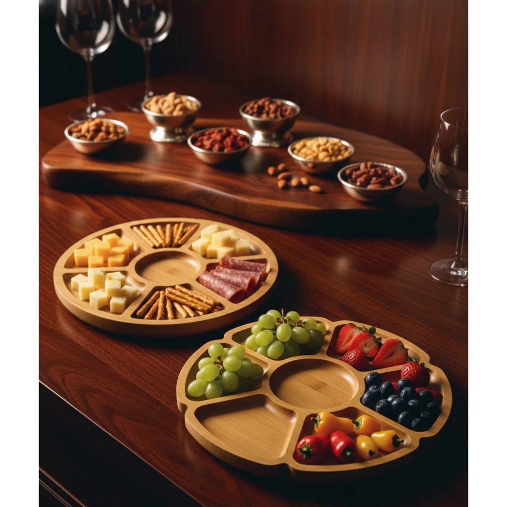 Kit Tábuas De Petiscos Flor Petisqueira Com 7 Divisórias Elegante para Churrasco Frios Amendoim Frutas