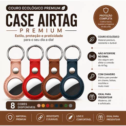 Case AirTag Couro Ecológico Premium Chaveiro Protetor para Chaves Mochila Mala Coleira Pet