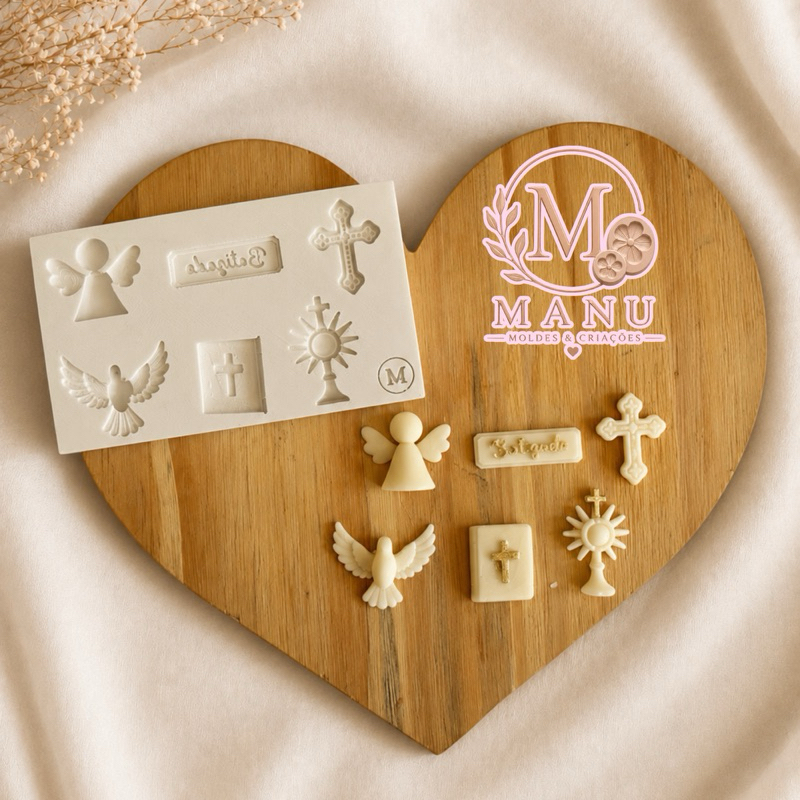 Molde de silicone para confeitaria e artesanato - Batismo, batizado