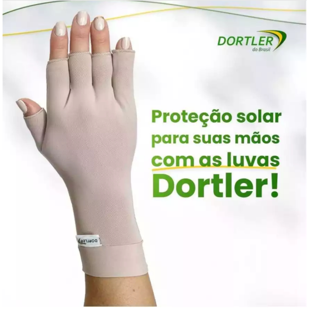 Luva Com Proteção Solar Uv50 Curta Bege - Dortler