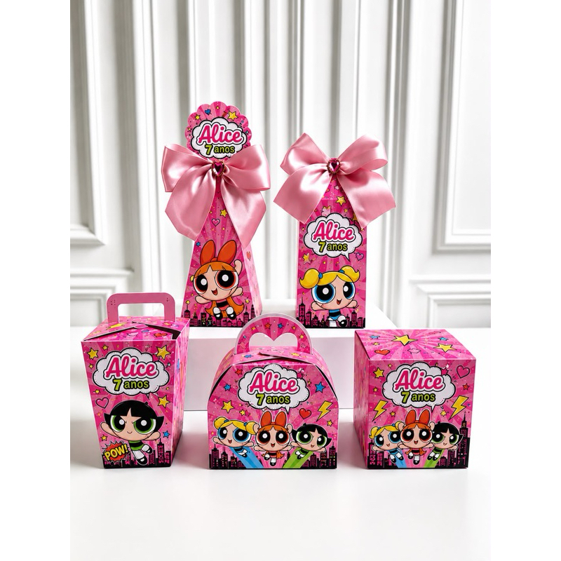 Caixa personalizada meninas super poderosas / lembrancinha infantil / brinde de festa - Qualquer tema