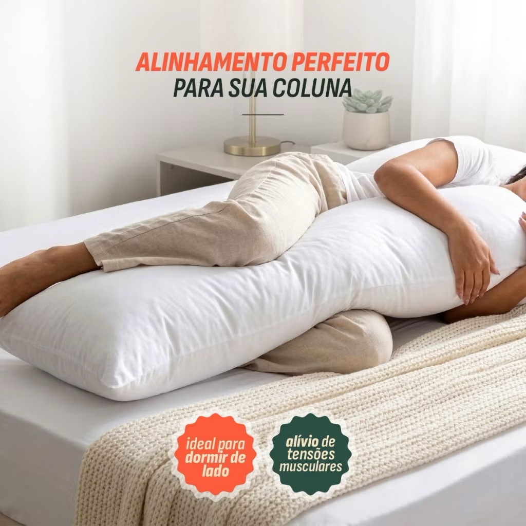 kit Travesseiro de corpo xuxão 1.40x45cm + Fronha com zíper Oferta