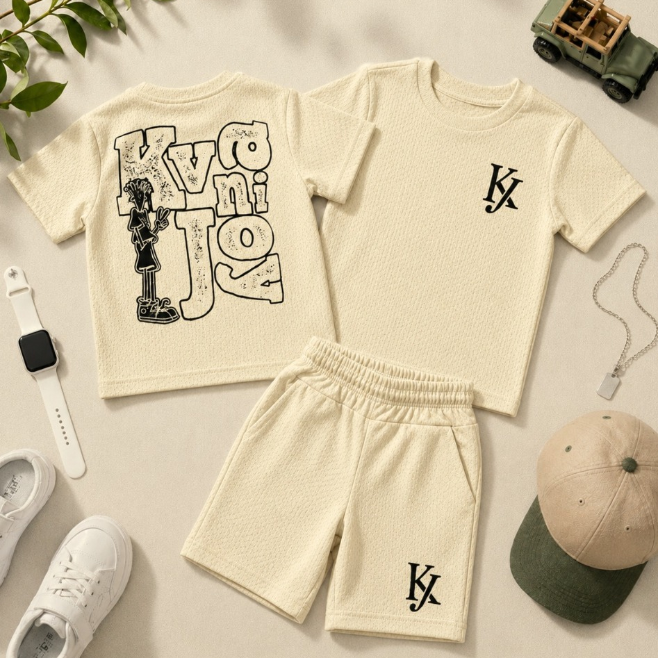 Conjunto de Verão Masculino - Blusa e Short Fresquinho Infantil - Tamanho 2 ao 12 Anos