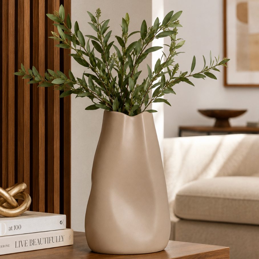 Vaso Irlanda 2A Ceramica Premium Organico Fosco Acetinado Decoracao Sala Aparador Luxuoso Organico