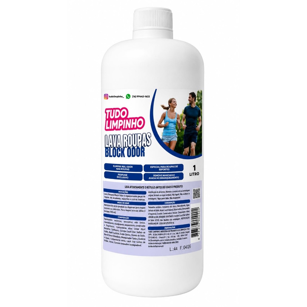 LAVA ROUPAS BLOCK ODOR 1L TUDO LIMPINHO