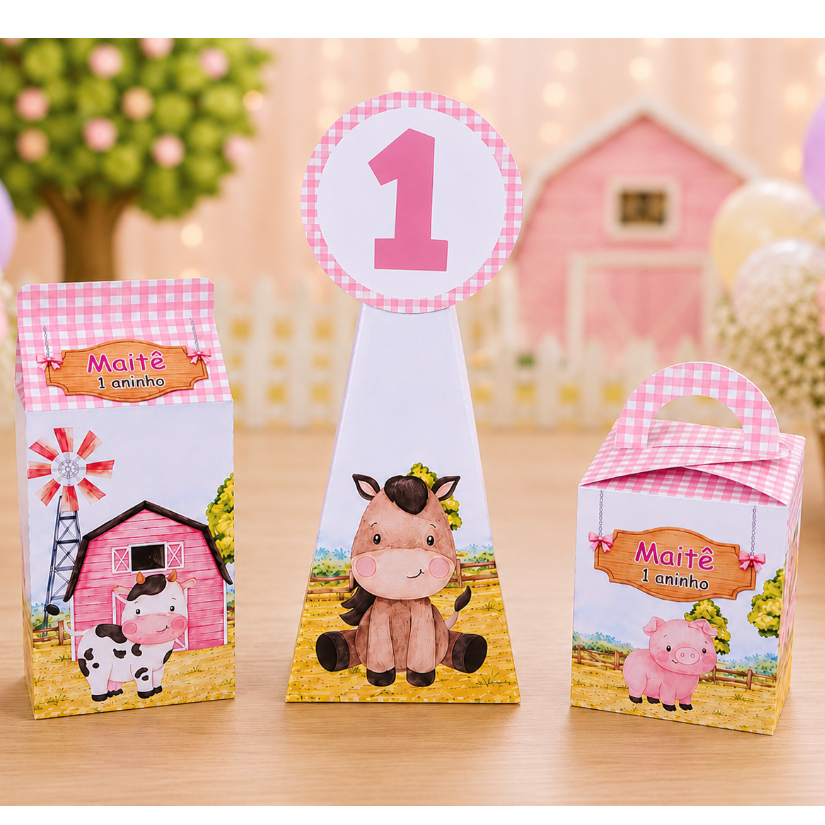 Pegue e monte - Personalizados Fazendinha Lembrancinhas Caixinhas para festa/Kit caixas/Kit festa aniversário