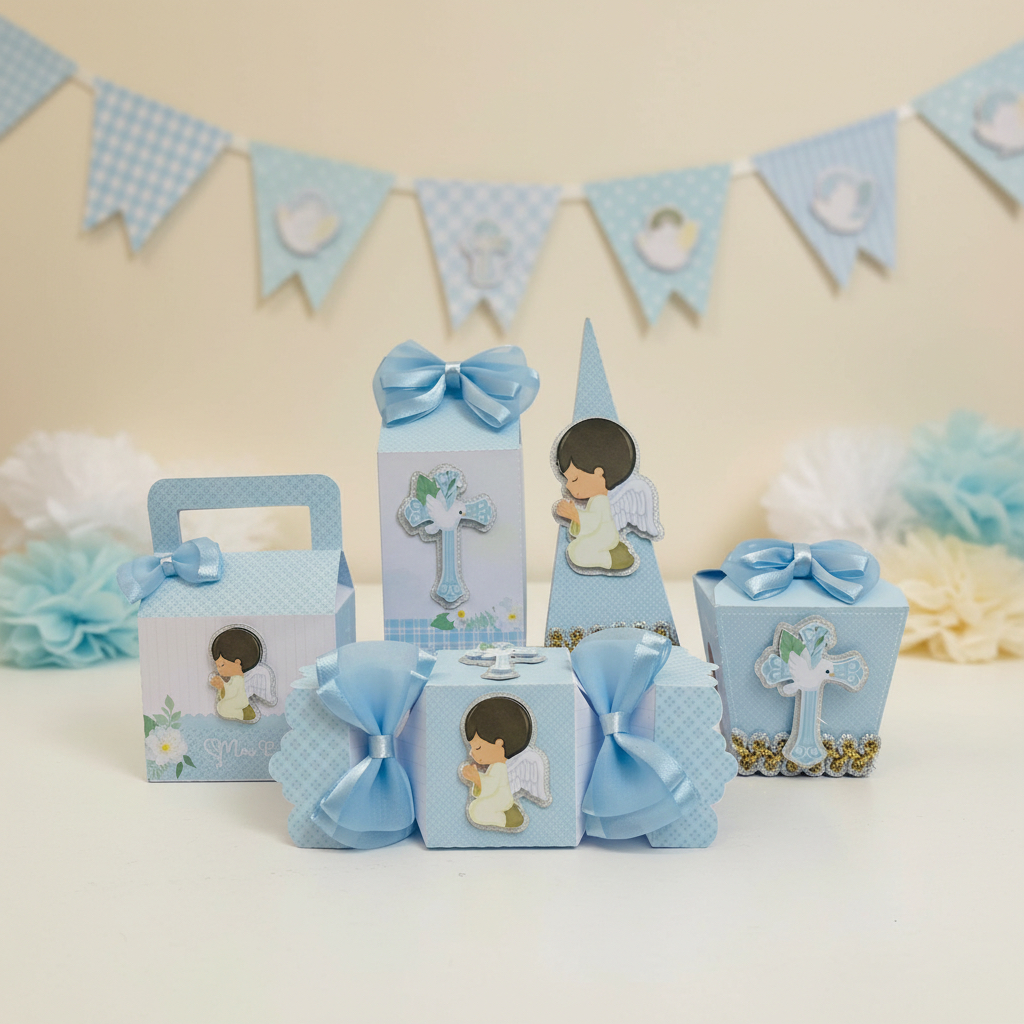 KIT 15 PERSONALIZADOS Batizado azul menino lembrancinhas festa infantil personalizada mimo caixinhas