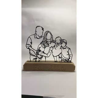 Escultura Line Art Personalizada Família em Impressão 3D | Presente Personalizado