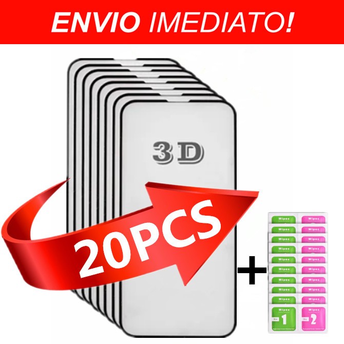 Kit 20 Pelicula 3D VidroTtemperado Samsung A01 A02 A03 A5 A14 A24 A34 A10 A11 A12 A13 A20 A21 A50 A52 70 A91