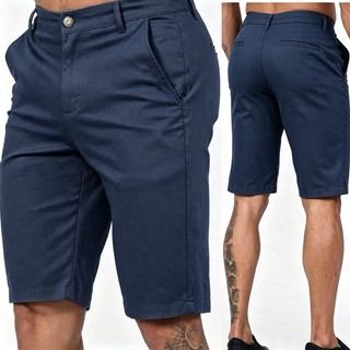 Bermuda Masculina de Sarja com Elastano Bolso Traseiro Embutido Bermuda Esporte Fno Masculina